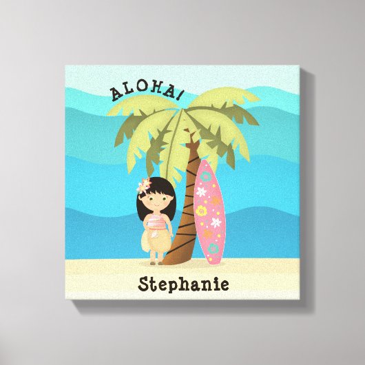 Hawaiian Surfer Girl Leinwanddruck (Vorderseite)