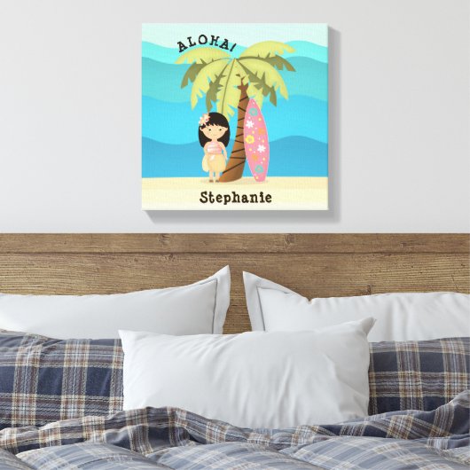 Hawaiian Surfer Girl Leinwanddruck (Insitu (Schlafzimmer))