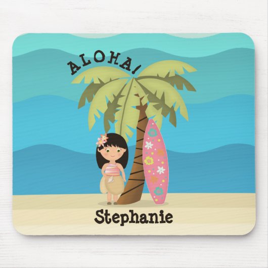 Hawaiian Surfer Girl Mousepad (Vorne)