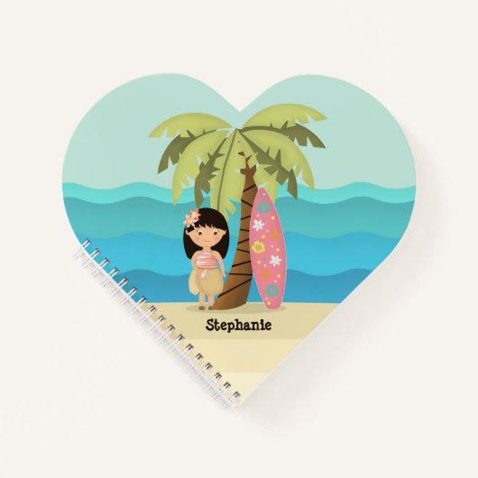 Hawaiian Surfer Girl Notizbuch (Vorderseite)