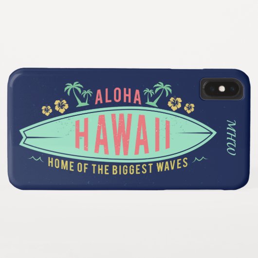 Hawaiian Surfer kundenspezifische Monogramm-Telefo Case-Mate iPhone Hülle (Rückseite (Horizontal))