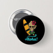 Hawaiian Surfing Buddha Aloha Hawaii Beach Yoga  Button (Vorne & Hinten)
