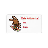 Hawaiian Surfing Bunny Holiday Cartoon Adressaufkleber (Vorne)