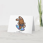 Hawaiian Surfing Bunny Holiday Cartoon Feiertagskarte (Rückseite)