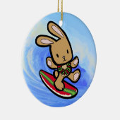 Hawaiian Surfing Bunny Holiday Cartoon Keramik Ornament (Rechts)