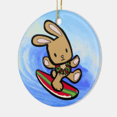 Hawaiian Surfing Bunny Holiday Cartoon Keramik Ornament (Links)