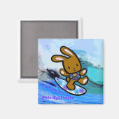Hawaiian Surfing Bunny Holiday Cartoon Magnet (Vorderseite/Rückseite)