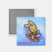 Hawaiian Surfing Bunny Holiday Cartoon Magnet (Vorderseite/Rückseite)