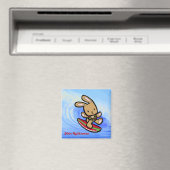 Hawaiian Surfing Bunny Holiday Cartoon Magnet (In Situ (Geschirrspüler))