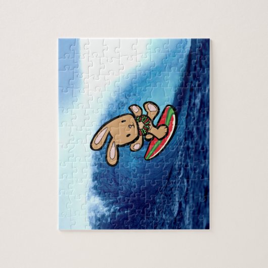Hawaiian Surfing Bunny Holiday Cartoon Puzzle (Vertikal)