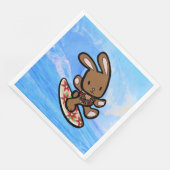 Hawaiian Surfing Bunny Holiday Cartoon Serviette (Ecke)