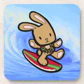 Hawaiian Surfing Bunny Holiday Cartoon Untersetzer (Vorderseite)
