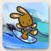 Hawaiian Surfing Bunny Holiday Cartoon Untersetzer (Vorderseite)