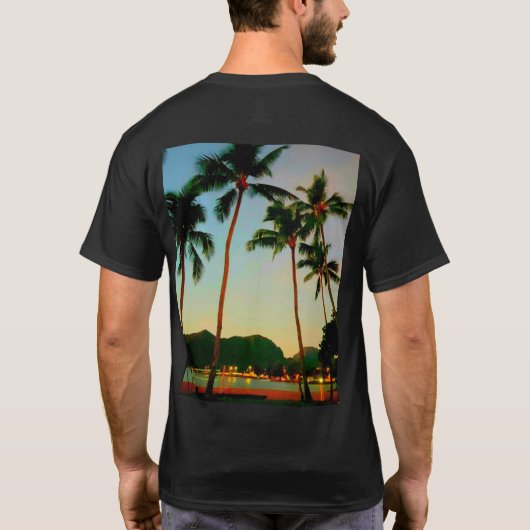 Hawaiian T Shirt Sunset and Palms 2 Side Graphics (Rückseite)