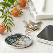 Hawaiian Tapa Fusion mit Honu und Monstera Schlüsselanhänger (Seite)