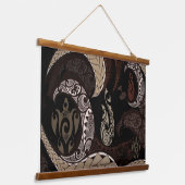 Hawaiian Tapa Icons Wandteppich Mit Holzrahmen (Gewinkelt)