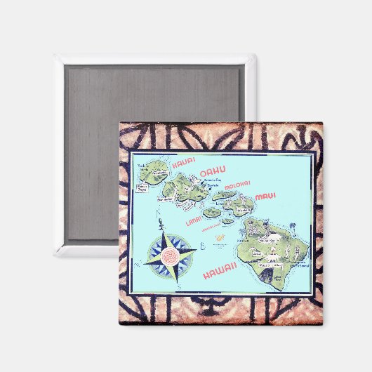 Hawaiian Tapa Magnet (Vorderseite/Rückseite)