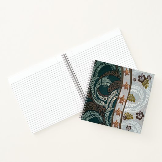 Hawaiian Tapa mit Hibiskus- und Honu-Notebook Notizblock (Innenseite)