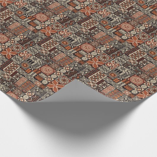 Hawaiian Tapa: Stammes-Patchwork Geschenkpapier (Ecke)