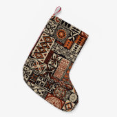 Hawaiian Tapa: Stammes-Patchwork Kleiner Weihnachtsstrumpf (Vorderansicht (hängend))