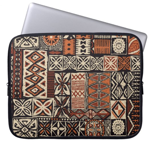 Hawaiian Tapa: Stammes-Patchwork Laptopschutzhülle (Vorderseite)