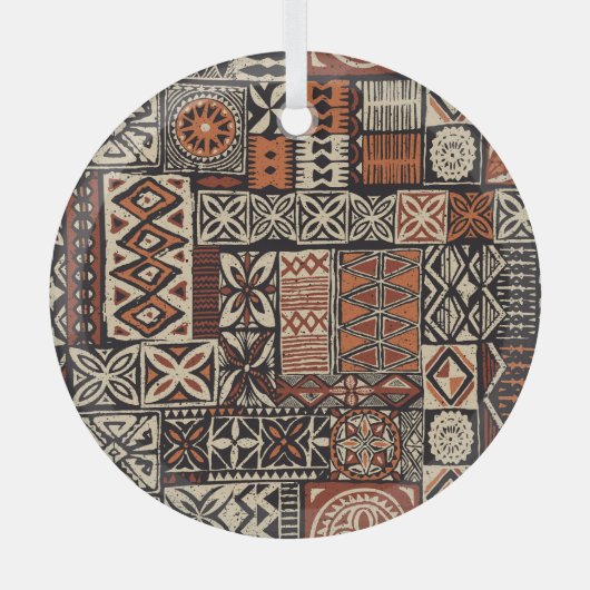 Hawaiian Tapa: Stammes-Patchwork Ornament Aus Glas (Vorderseite)