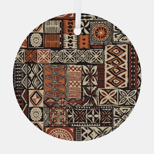 Hawaiian Tapa: Stammes-Patchwork Ornament Aus Glas (Rückseite)