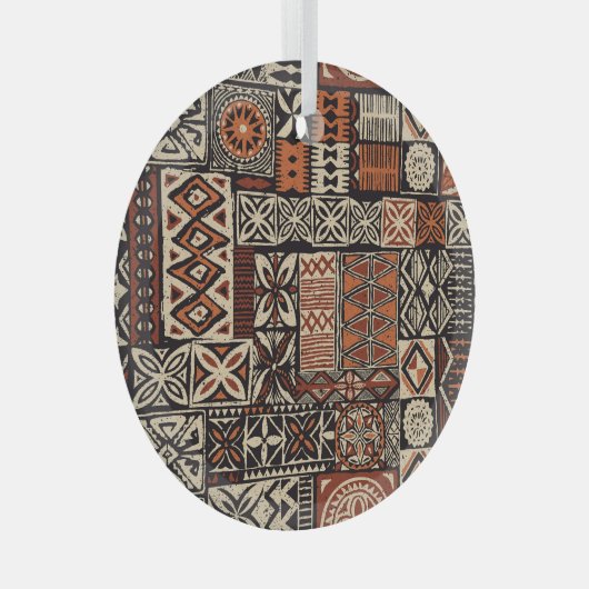 Hawaiian Tapa: Stammes-Patchwork Ornament Aus Glas (Vorderseite Rechts)