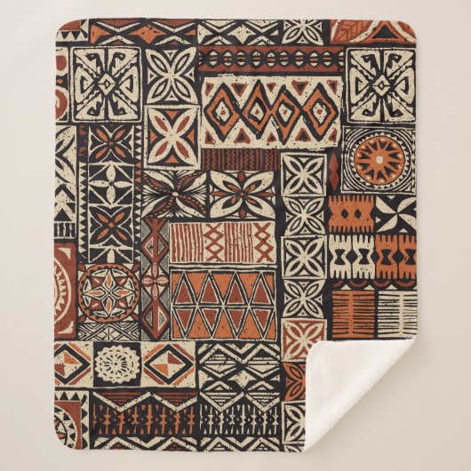 Hawaiian Tapa: Stammes-Patchwork Sherpadecke (Vorderseite)