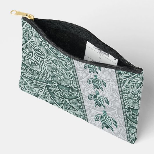 Hawaiian Tapa und Honu Small Pouch Zubehörtasche (Offen)
