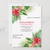 Hawaiian themed 99. Geburtstag Floral Hibiskus Einladung (Vorderseite)