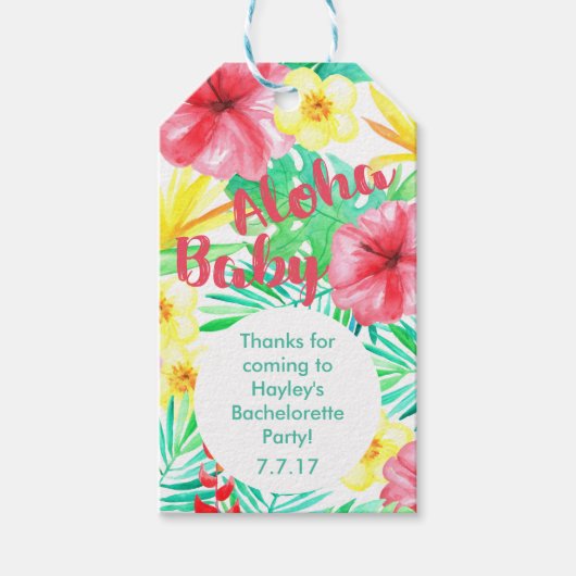 Hawaiian Themed Favor oder Geschenk Tag Geschenkanhänger (Vorderseite)