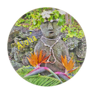 HAWAIIAN-THEMED/STONE STATUETTE WITH FLOWERS/ALOHA SCHNEIDEBRETT