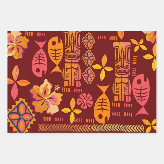 Hawaiian Tiki Geschenkpapier Set (Vorderseite 3)