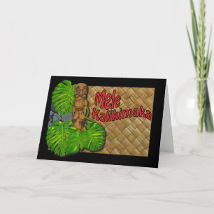 Hawaiian Tiki Lauhala Mele Kalikimaka Card Feiertagskarte