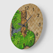 Hawaiian Tiki Lauhala Wall Clock Große Wanduhr (Winkel)