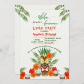 Hawaiian Tiki Luau Party Einladung (Vorne/Hinten)