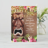 Hawaiian Tiki Luau Summer Beach Wedding Einladung (Stehend Vorderseite)