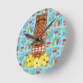 Hawaiian Tiki Mask Runde Wanduhr (Winkel)