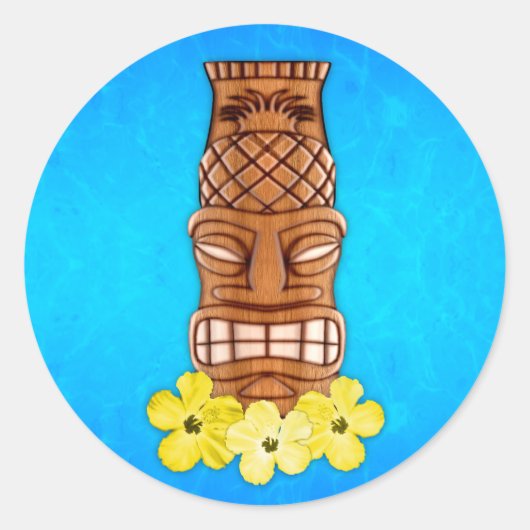 Hawaiian Tiki Mask Runder Aufkleber (Vorderseite)