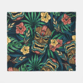 Hawaiian Tiki Mask tropisches Muster Fleecedecke (Vorderseite (Horizontal))