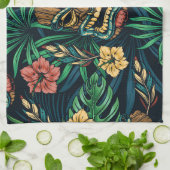 Hawaiian Tiki Mask tropisches Muster Geschirrtuch (Gefaltet)