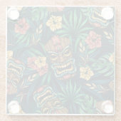 Hawaiian Tiki Mask tropisches Muster Glasuntersetzer (Rückseite)