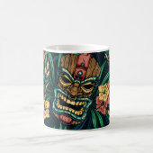 Hawaiian Tiki Mask tropisches Muster Kaffeetasse (Mittel)