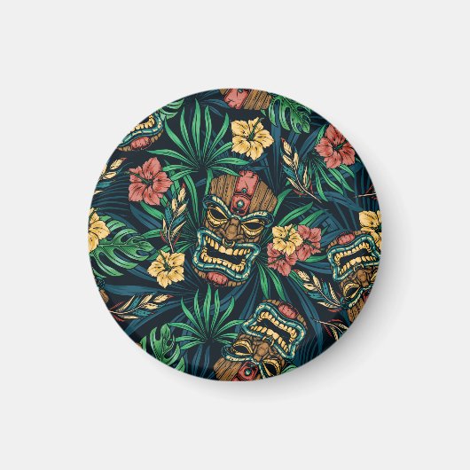 Hawaiian Tiki Mask tropisches Muster Magnet (Vorne)