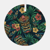 Hawaiian Tiki Mask tropisches Muster Ornament Aus Glas (Rückseite)