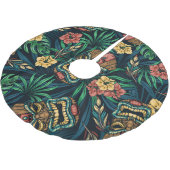 Hawaiian Tiki Mask tropisches Muster Polyester Weihnachtsbaumdecke (Schrägansicht)