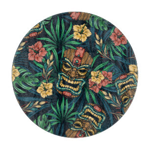 Hawaiian Tiki Mask tropisches Muster Schneidebrett