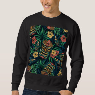 Hawaiian Tiki Mask tropisches Muster Sweatshirt