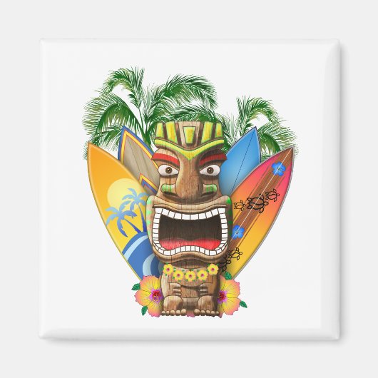 Hawaiian Tiki Surfing Magnet (Vorne)